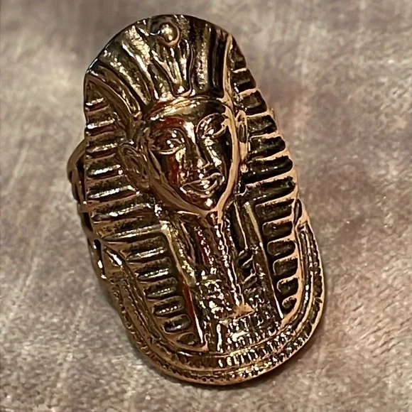 Vintage Bronze King Tut Egyptian Ring size 7.5 by Sajen - Picture 9 of 9